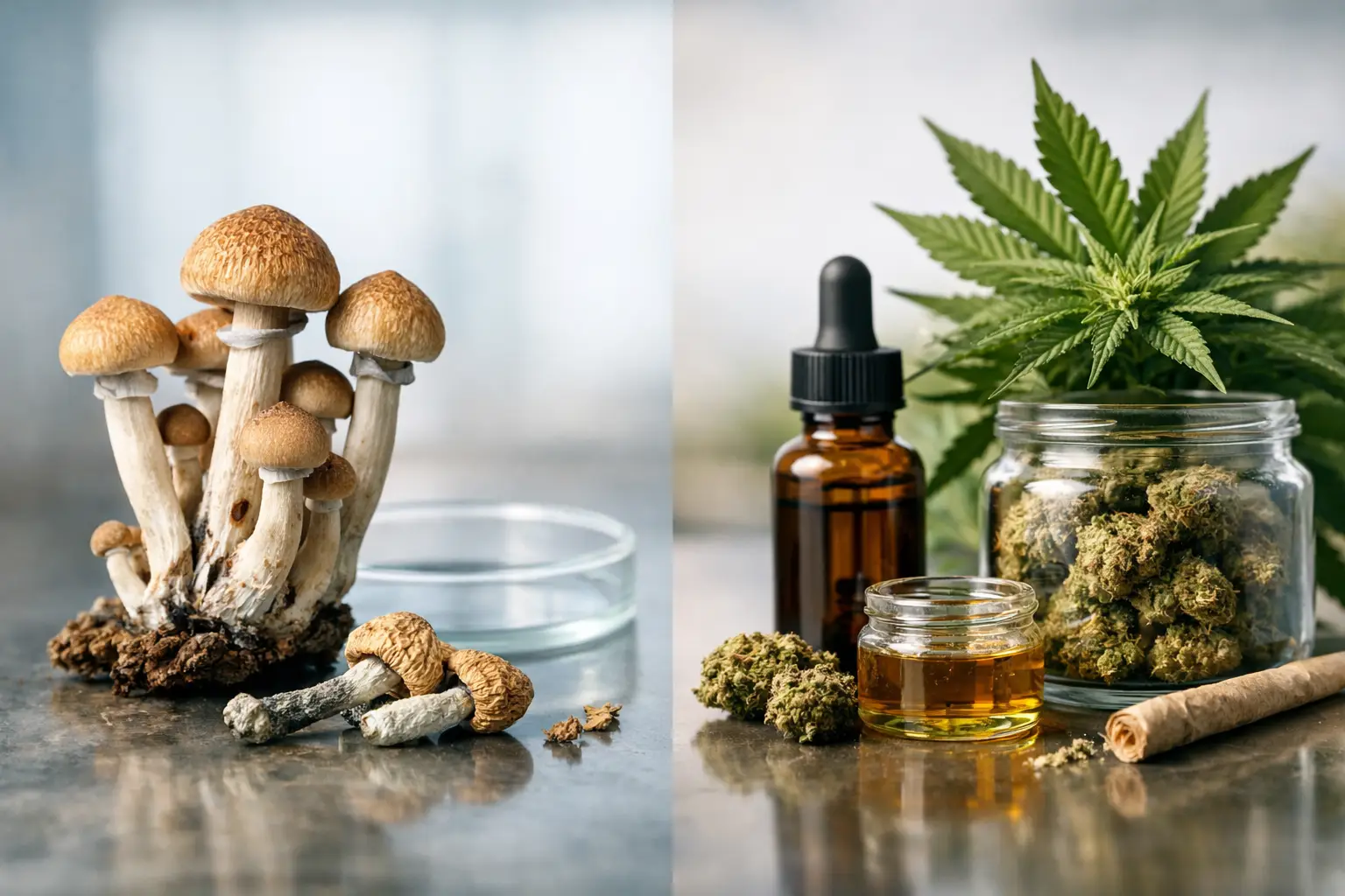 Psilocybin und Cannabis im Vergleich